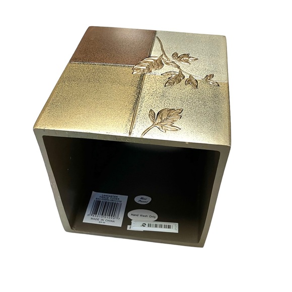 CROSCILL home Tissue Box Cover Lancaster Leaves Squares Decor Metallic - Picture 5 of 7